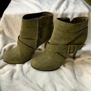 Michael Antonio olive green stiletto booties. Size 10